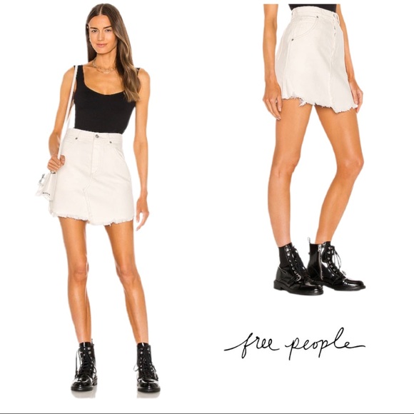 Free People Denim - NEW Free People Brea Cutoff Skirt in Deco White